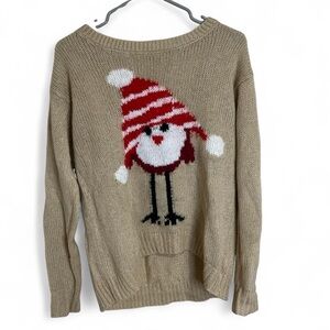 Jolt Tan Sweater with Red and White Bird Design
